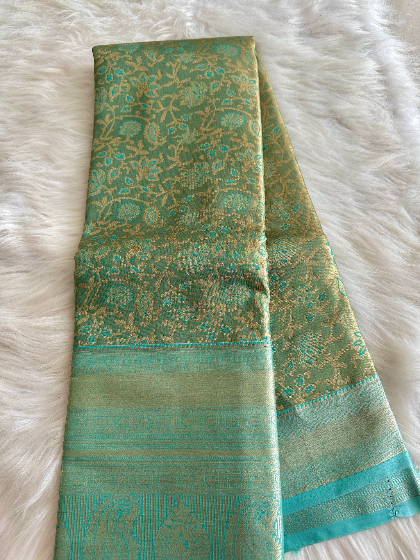 Seafoam Green Kanchi Tissue Pattu