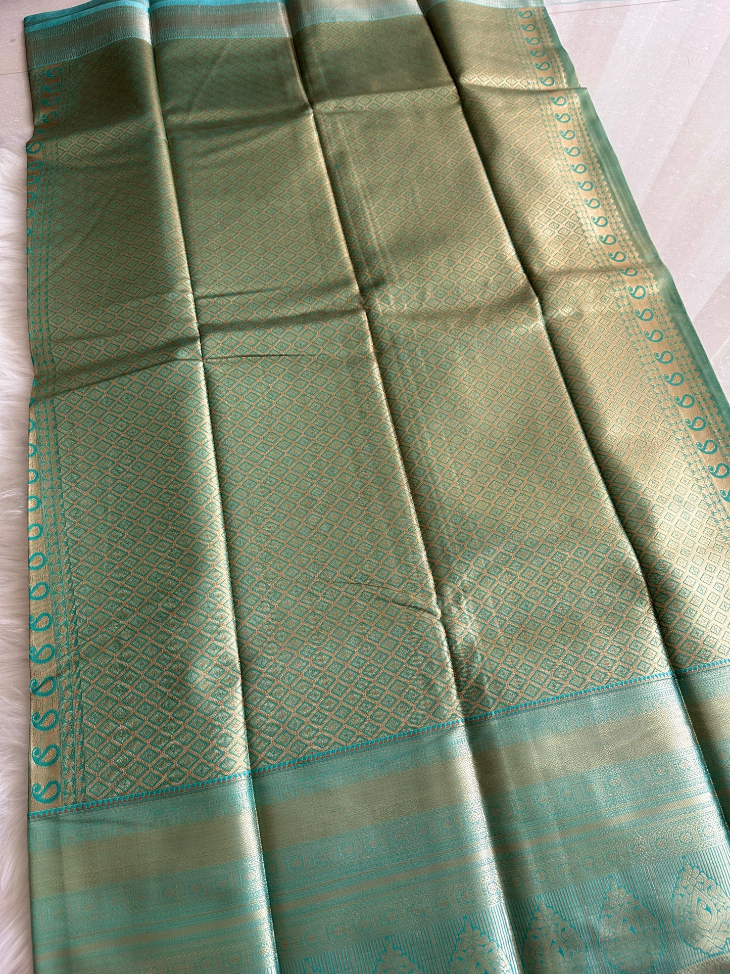 Seafoam Green Kanchi Tissue Pattu