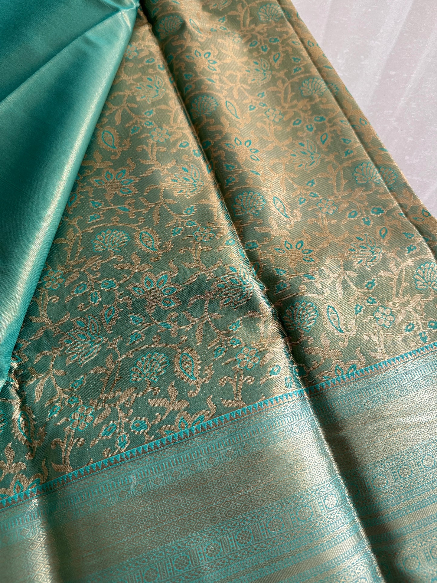 Seafoam Green Kanchi Tissue Pattu