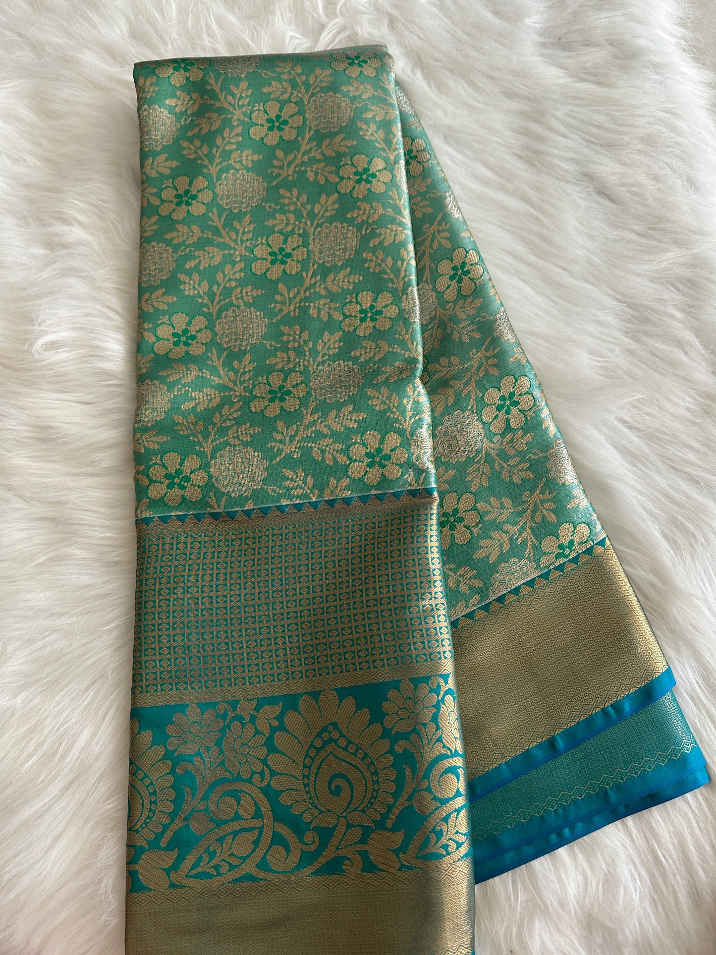 Sea Green Kanchi Tissue Pattu