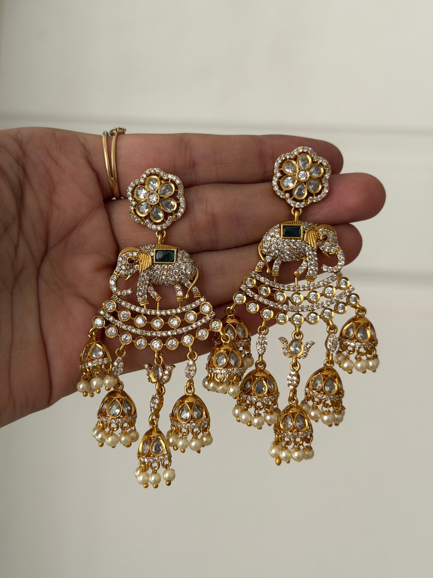 Emerald Tusker Layered bell earrings