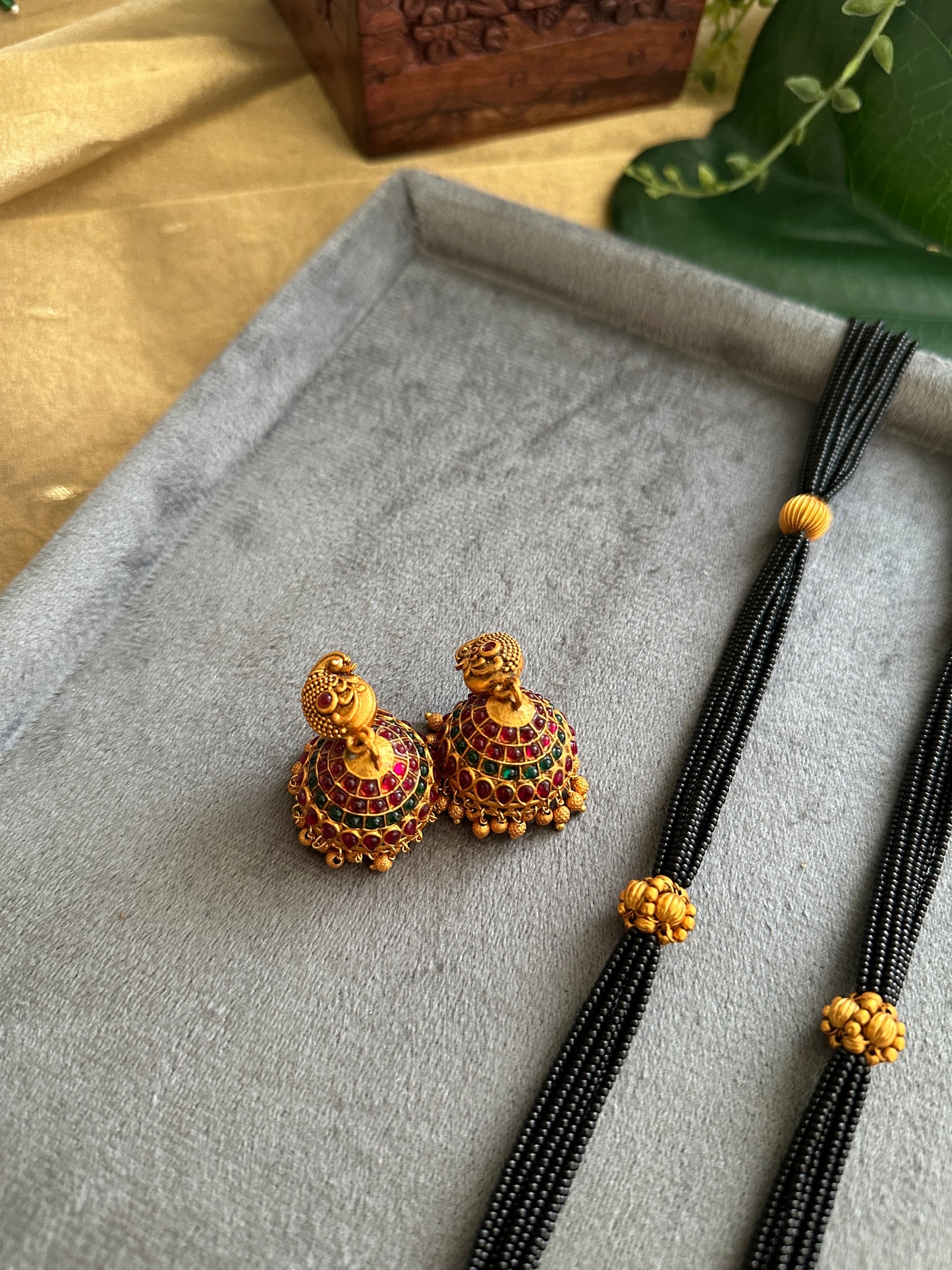 Devi Black Bead Long Chain