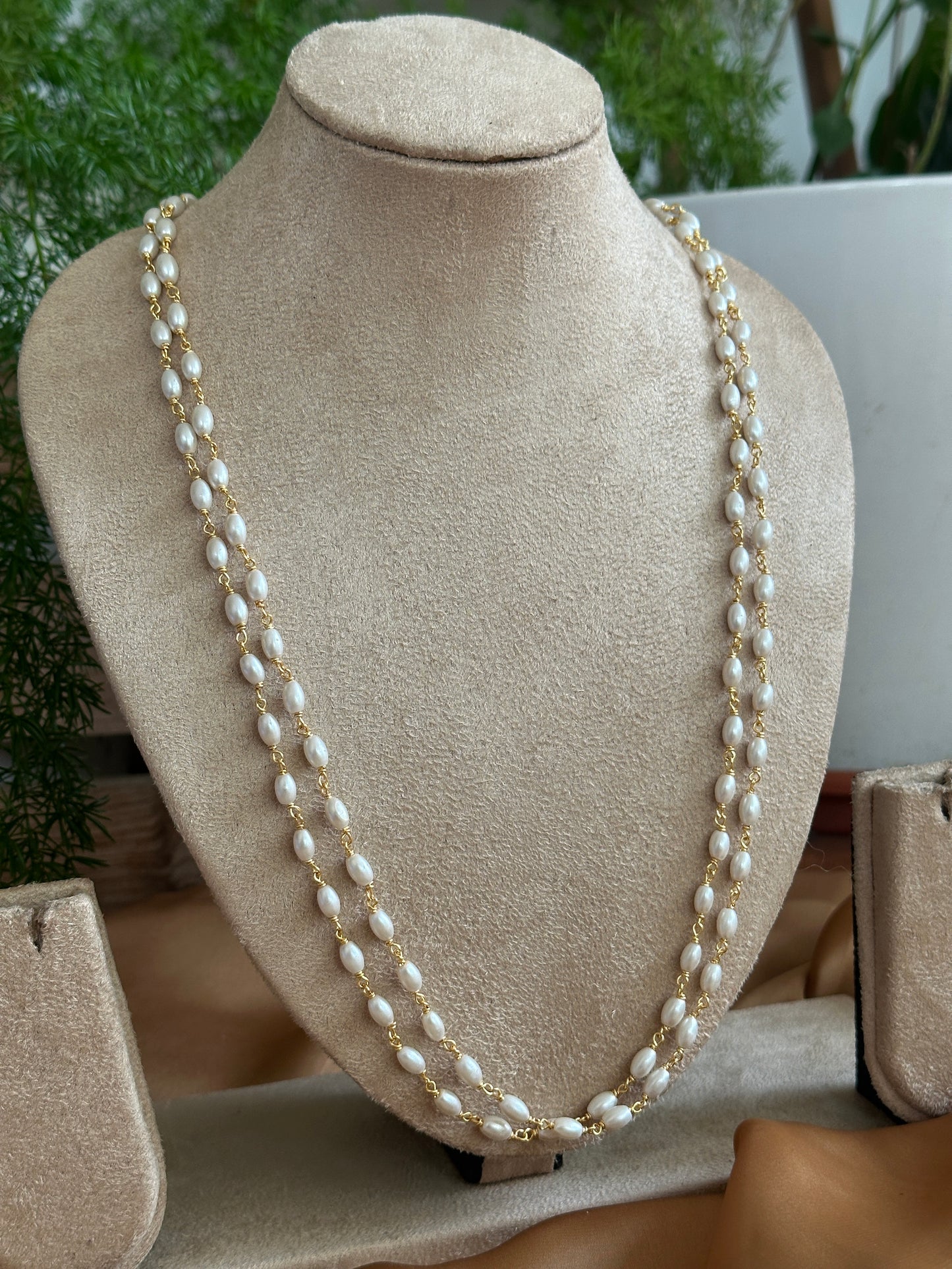 Double layer Rice Pearl chain