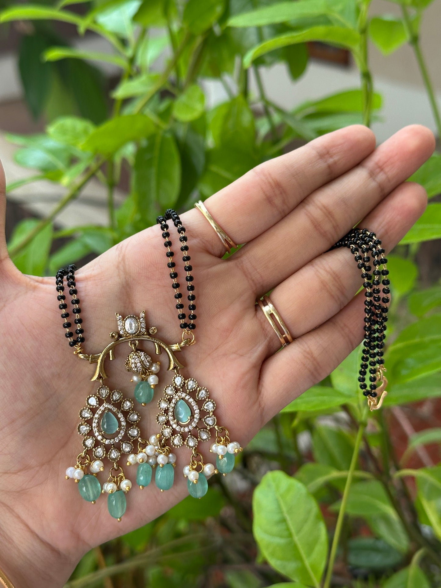 Dual Pendant Mozonite Mangalsutra
