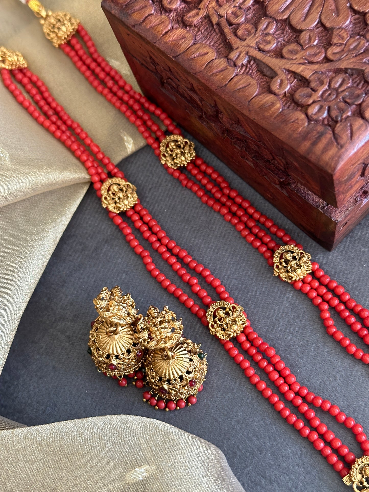 Drishya Coral Beaded Haaram v2.0.