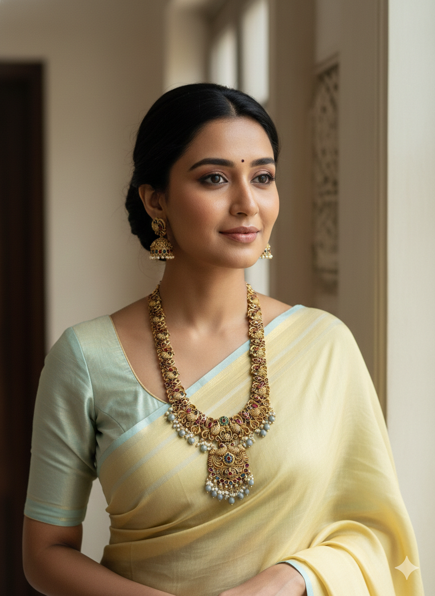 Non Idol Peacock Copper Haaram