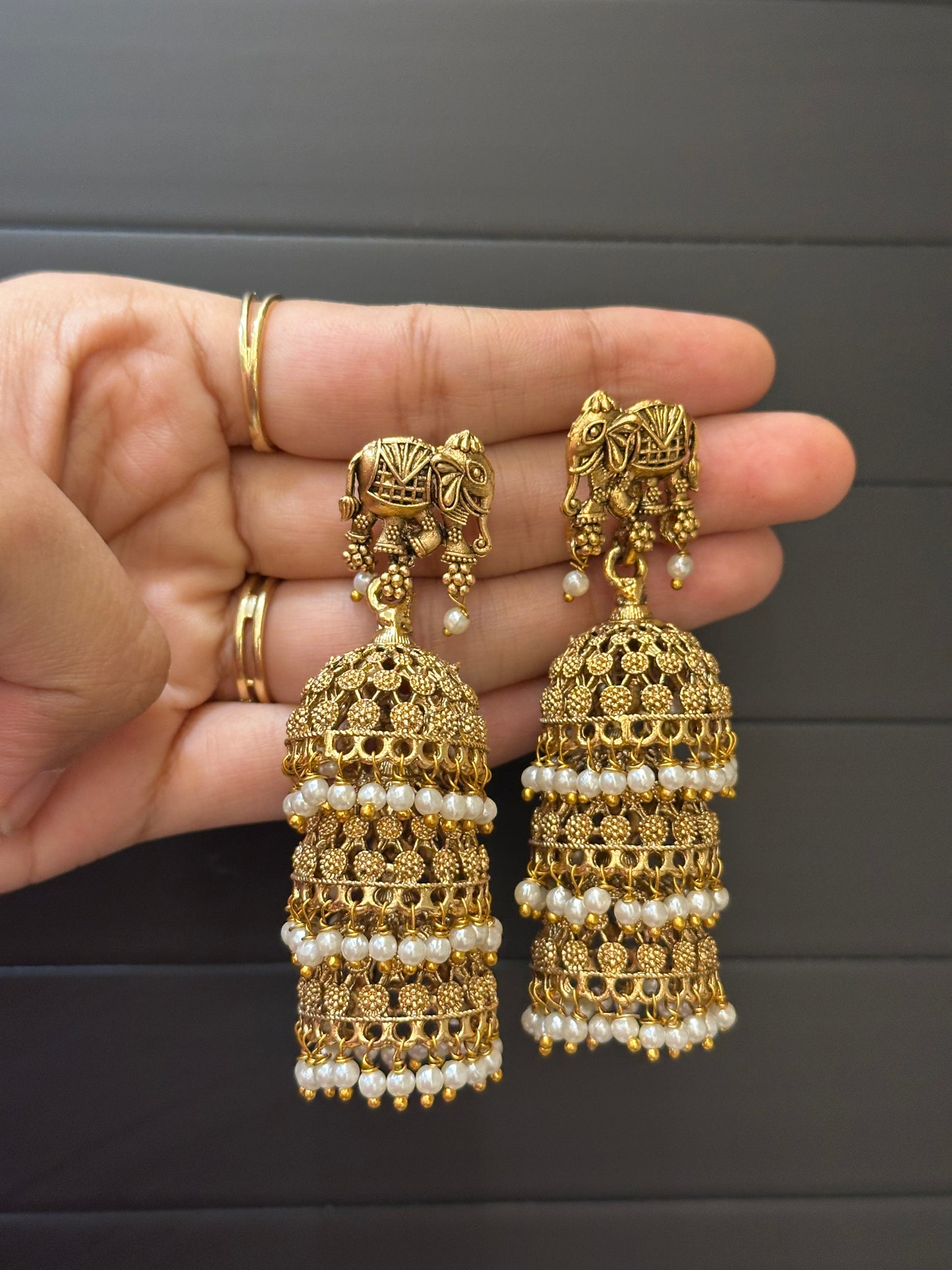 3 Layer Antique Jhumka