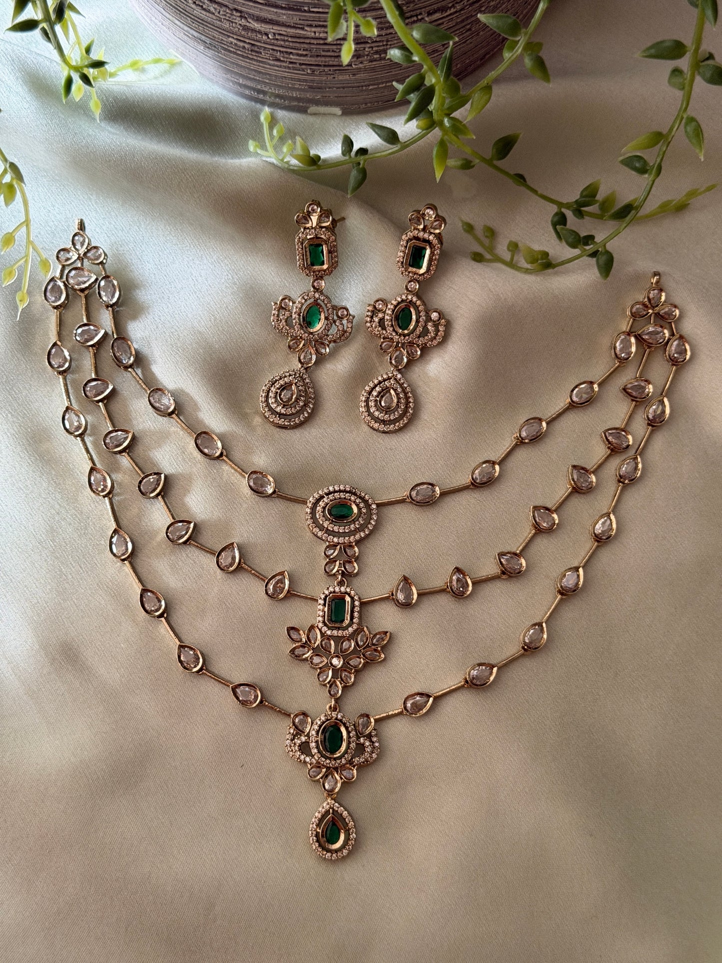 3 Layer Polki Necklace