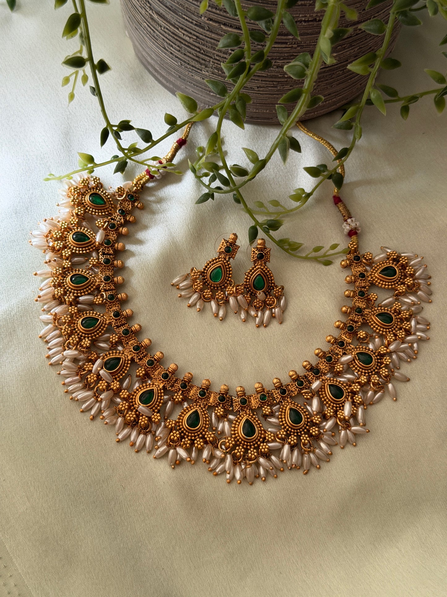 Budgeted Rice Pearls Guttapusalu Necklace