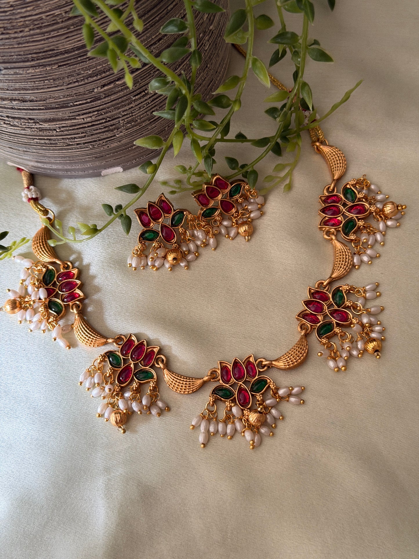 Sarojini Half Moon Guttapusalu Necklace