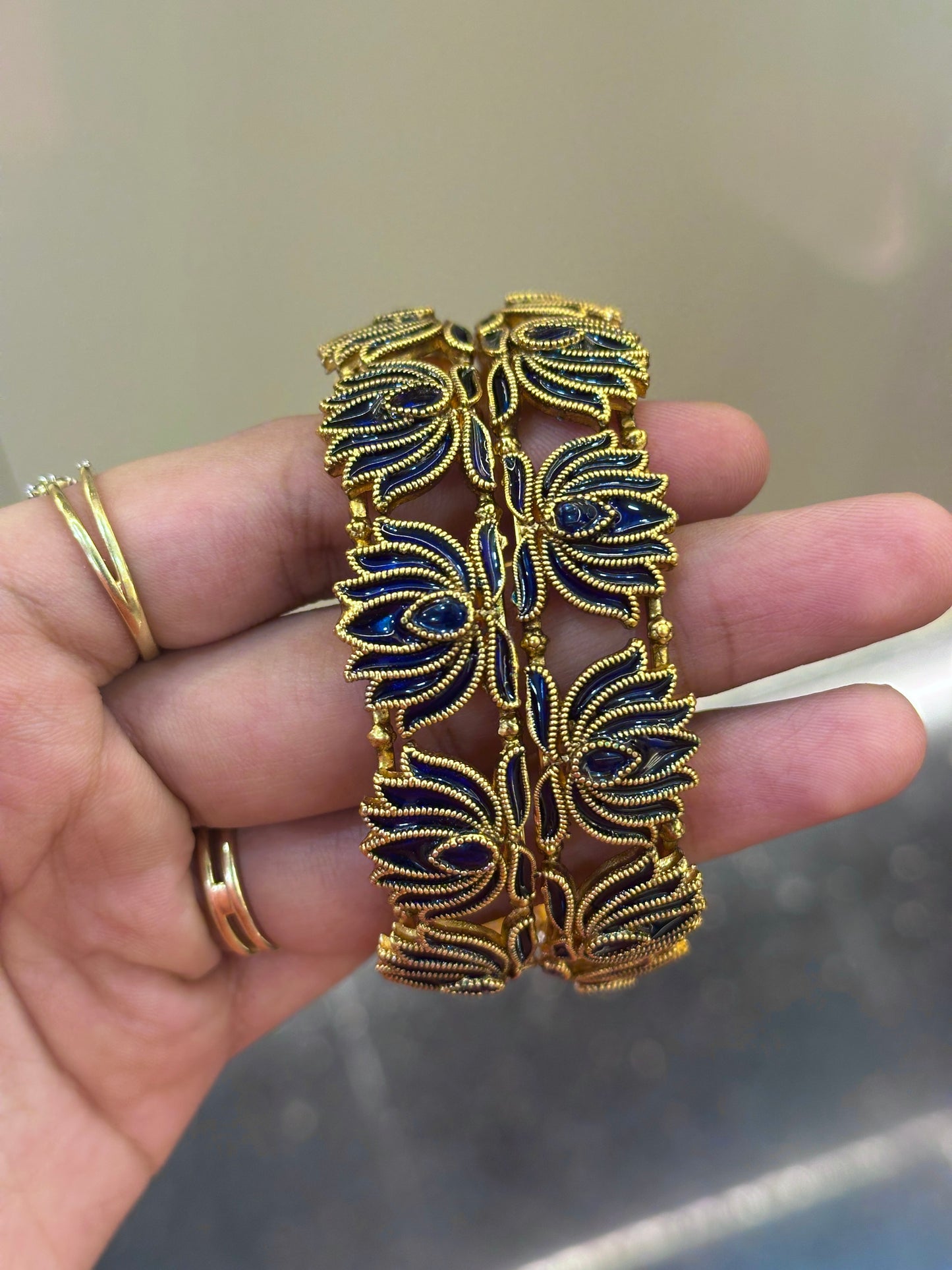 Manju Inspired Lotus Bangles (Blue)
