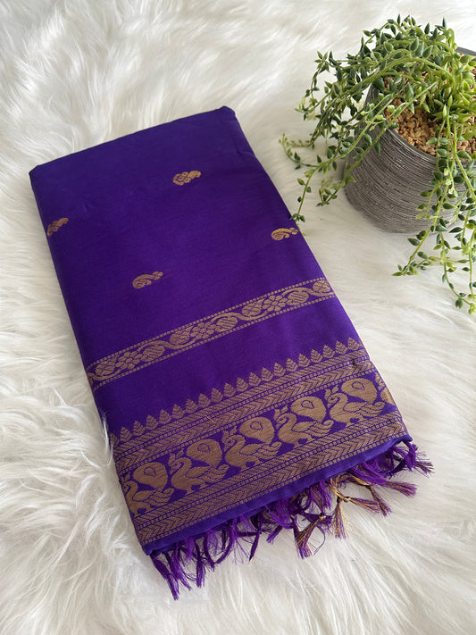 Cadbury purple Kalyani Cotton Saree