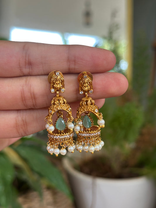Pastel crystal Mandir Jhumkas
