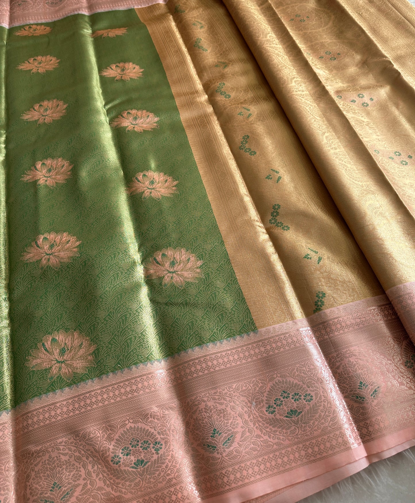 Floral Semi Kanchivaram Tissue Pattu saree