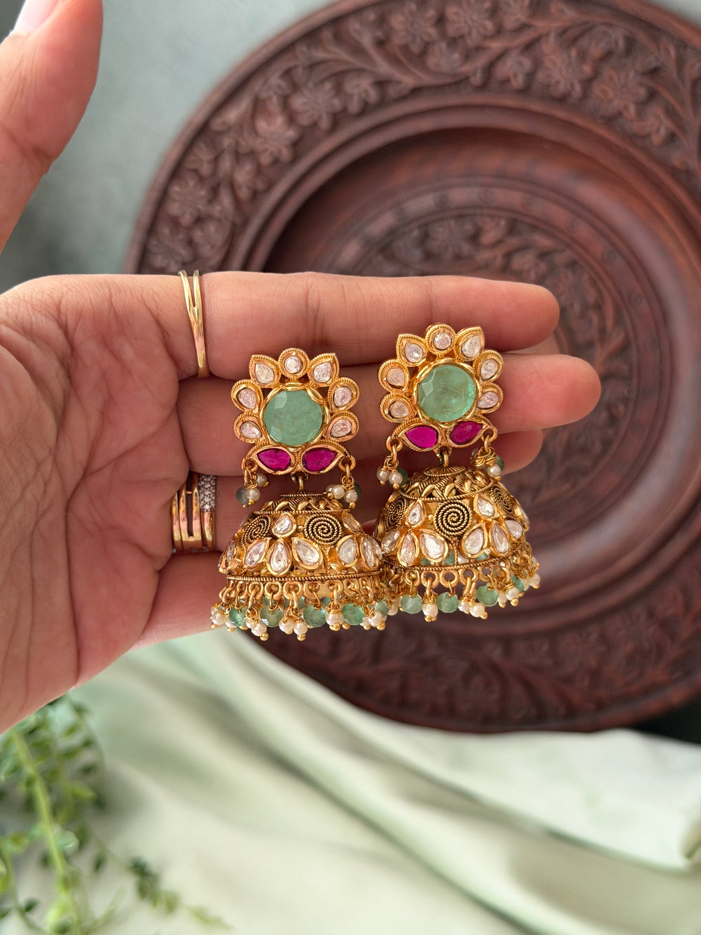 Premium Polki Jhumkas