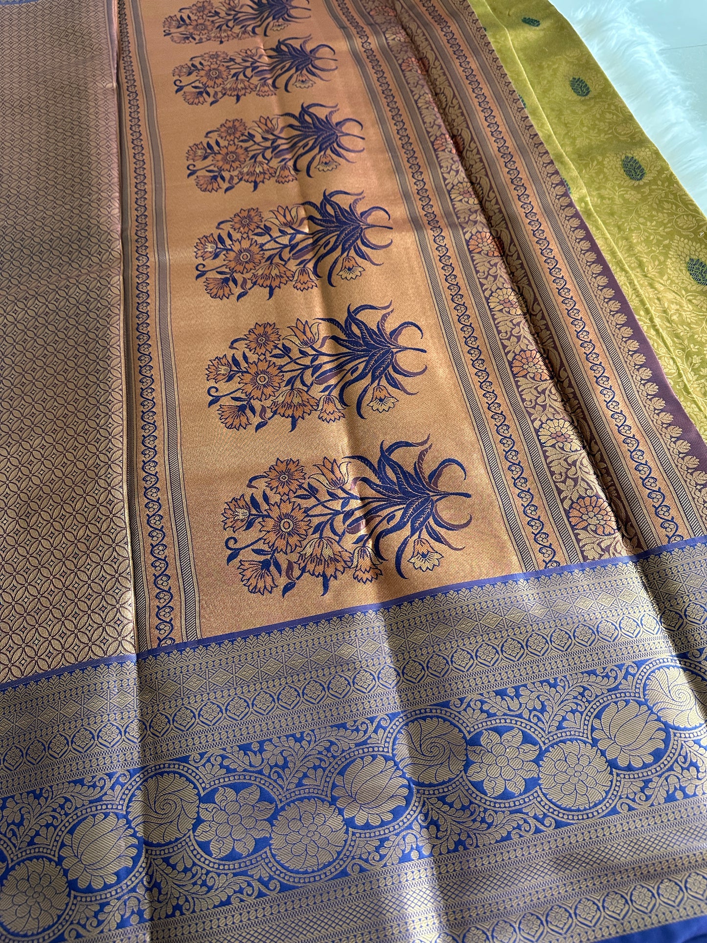 Henna Semi Kanchivaram Tissue Pattu