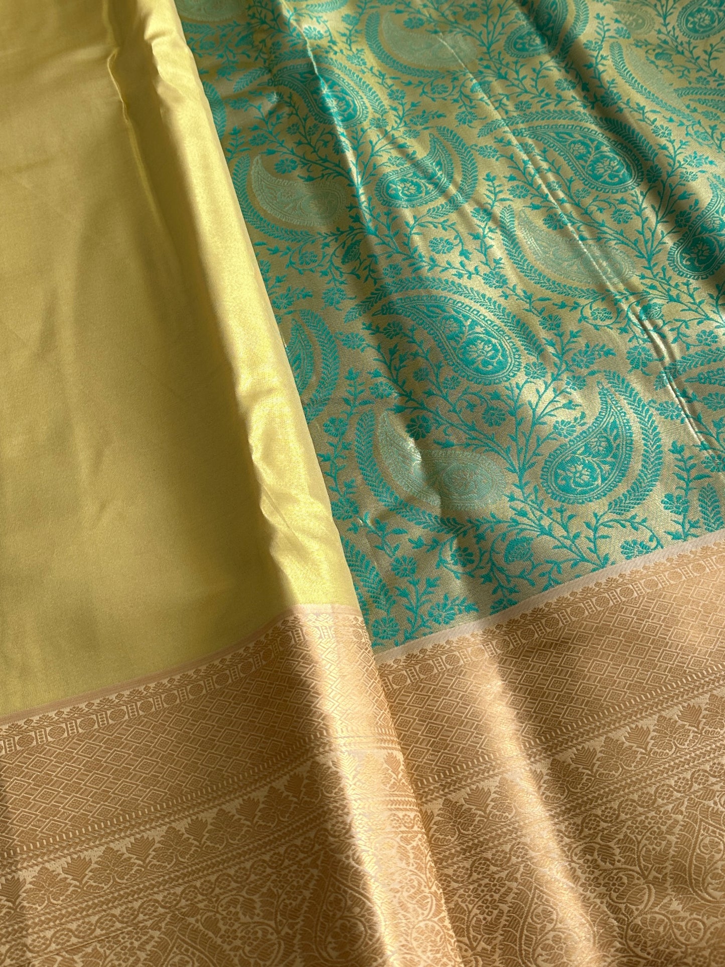 Aquamarine Blue Semi Kanchivaram Tissue Pattu saree