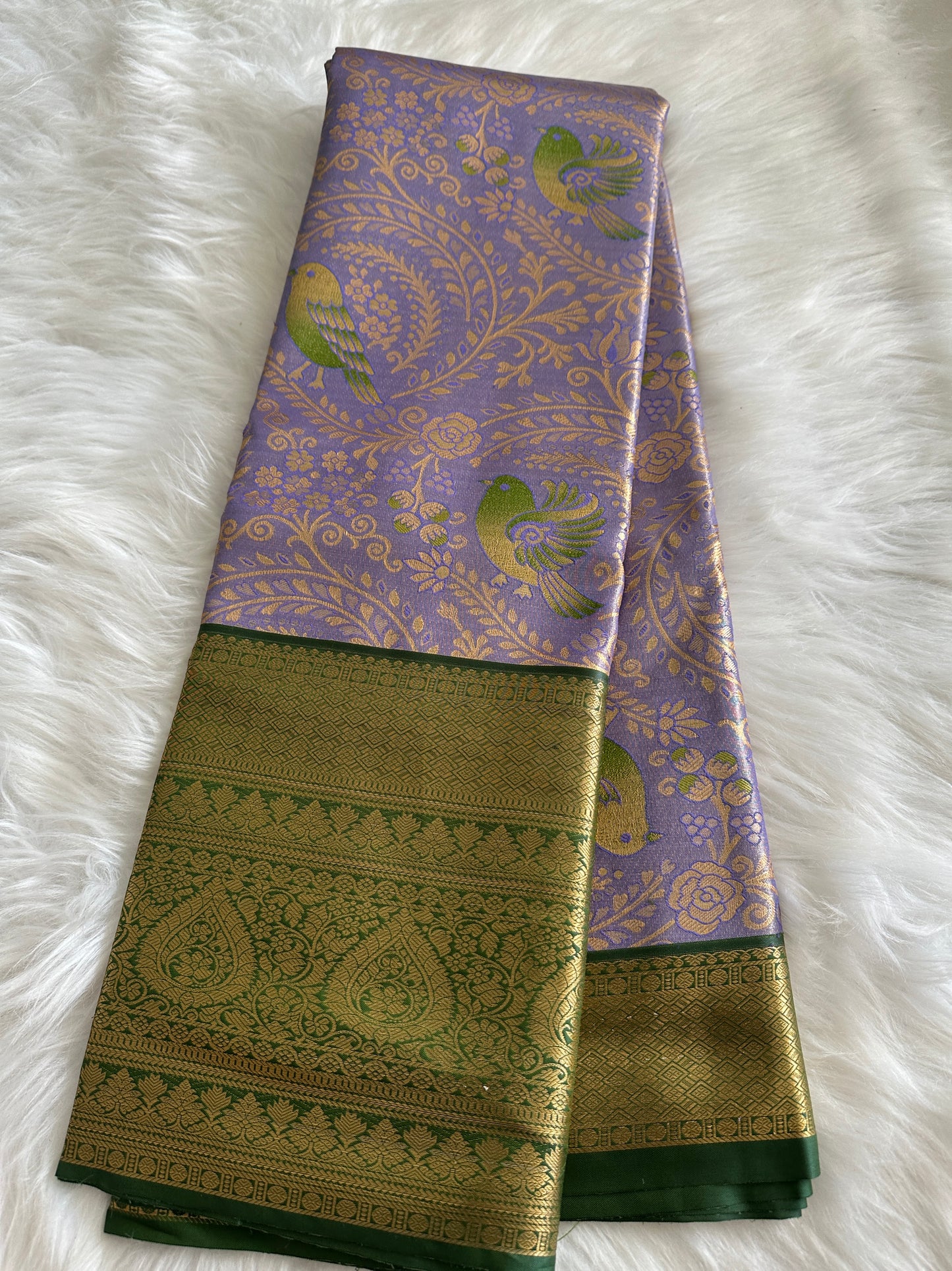 Mauve Lavender Semi Kanchivaram Tissue Pattu