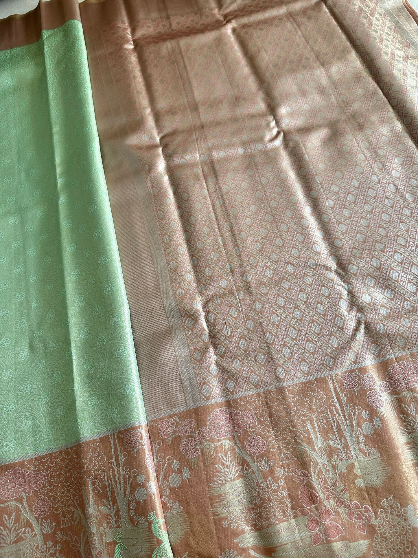 Designer Peacock Semi Kanchivaram Tissue Pattu