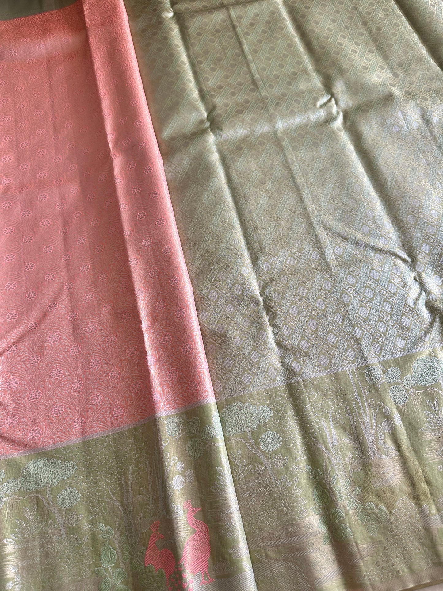 Designer Peacock Semi Kanchivaram Tissue Pattu