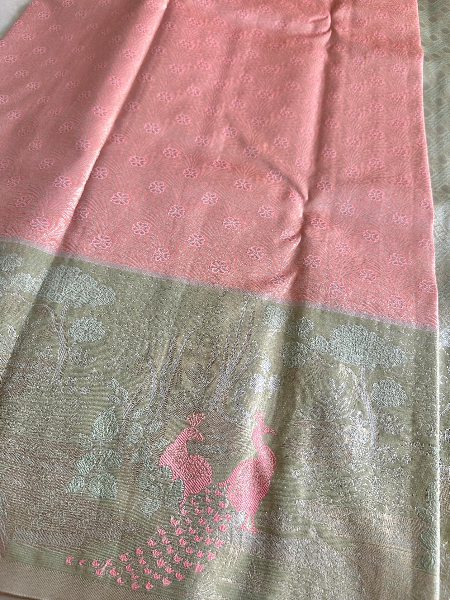 Designer Peacock Semi Kanchivaram Tissue Pattu