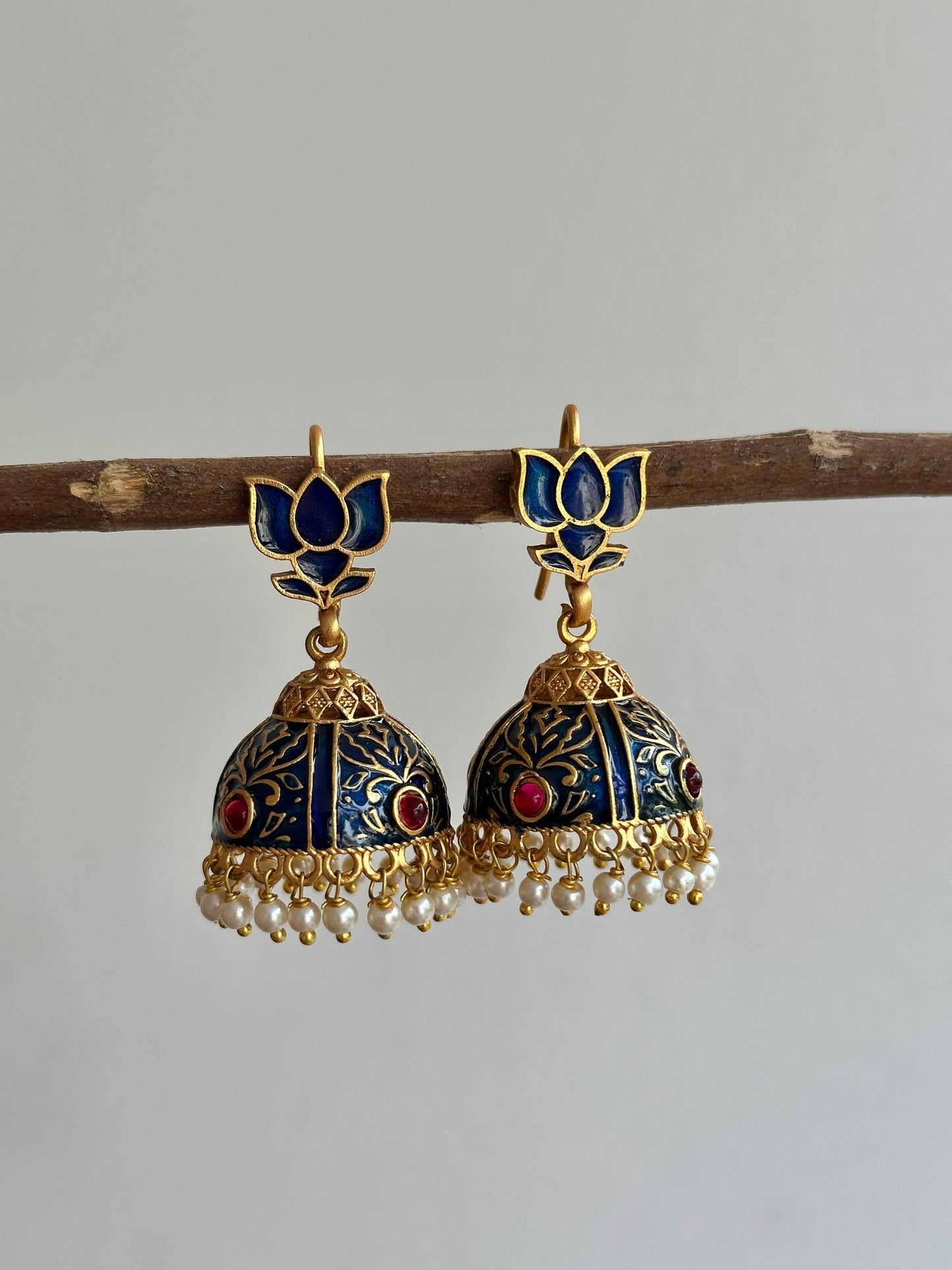 Lotus x Meenakari Hook Jhumkas