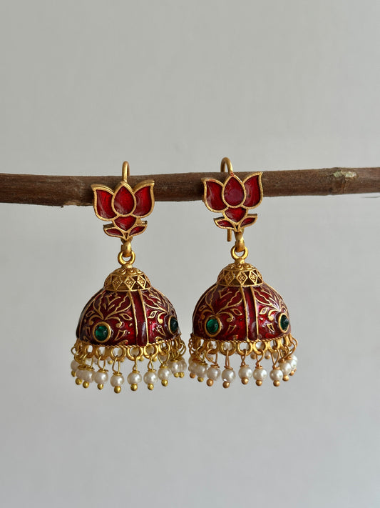 Lotus x Meenakari Hook Jhumkas