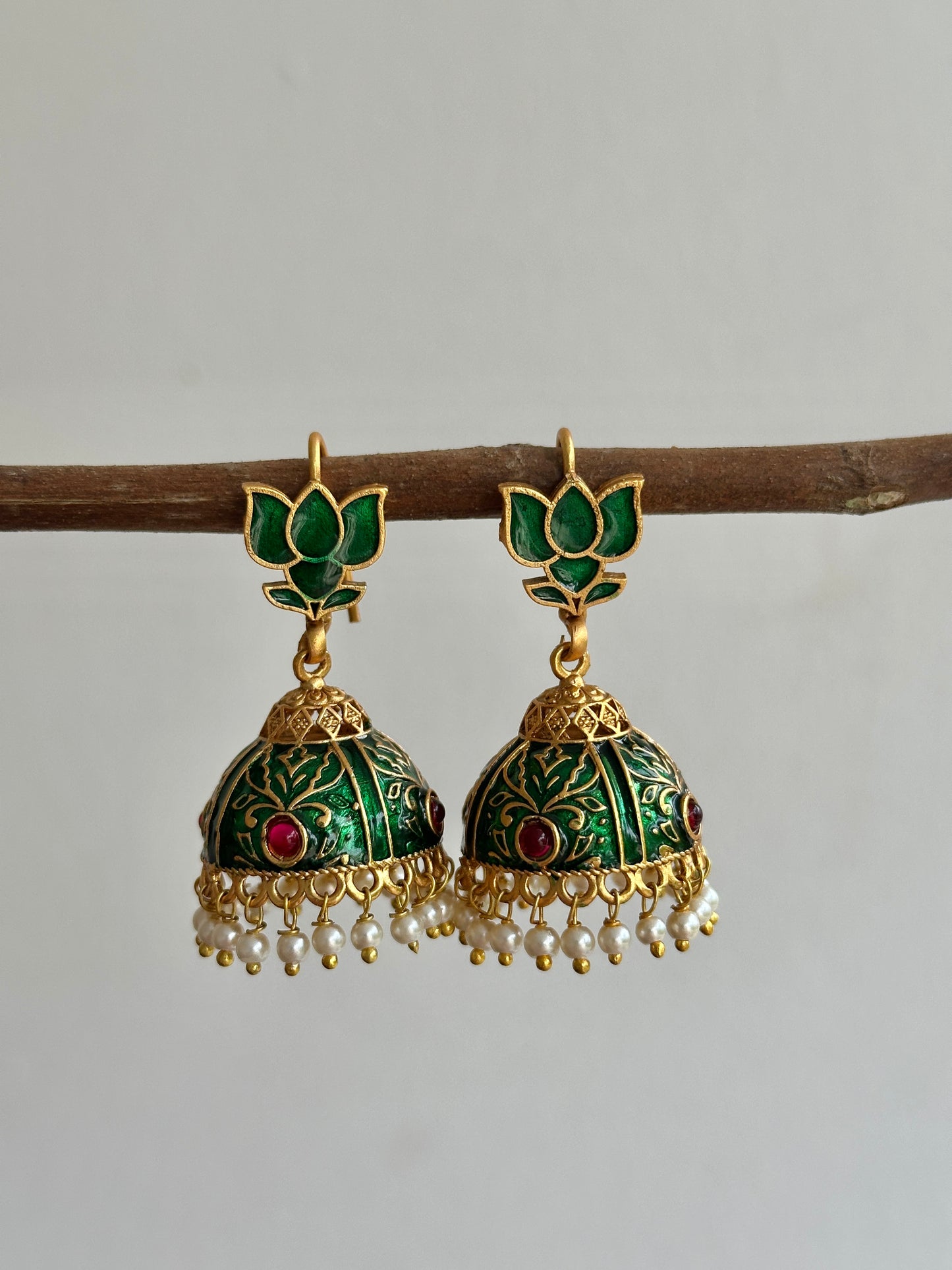 Lotus x Meenakari Hook Jhumkas