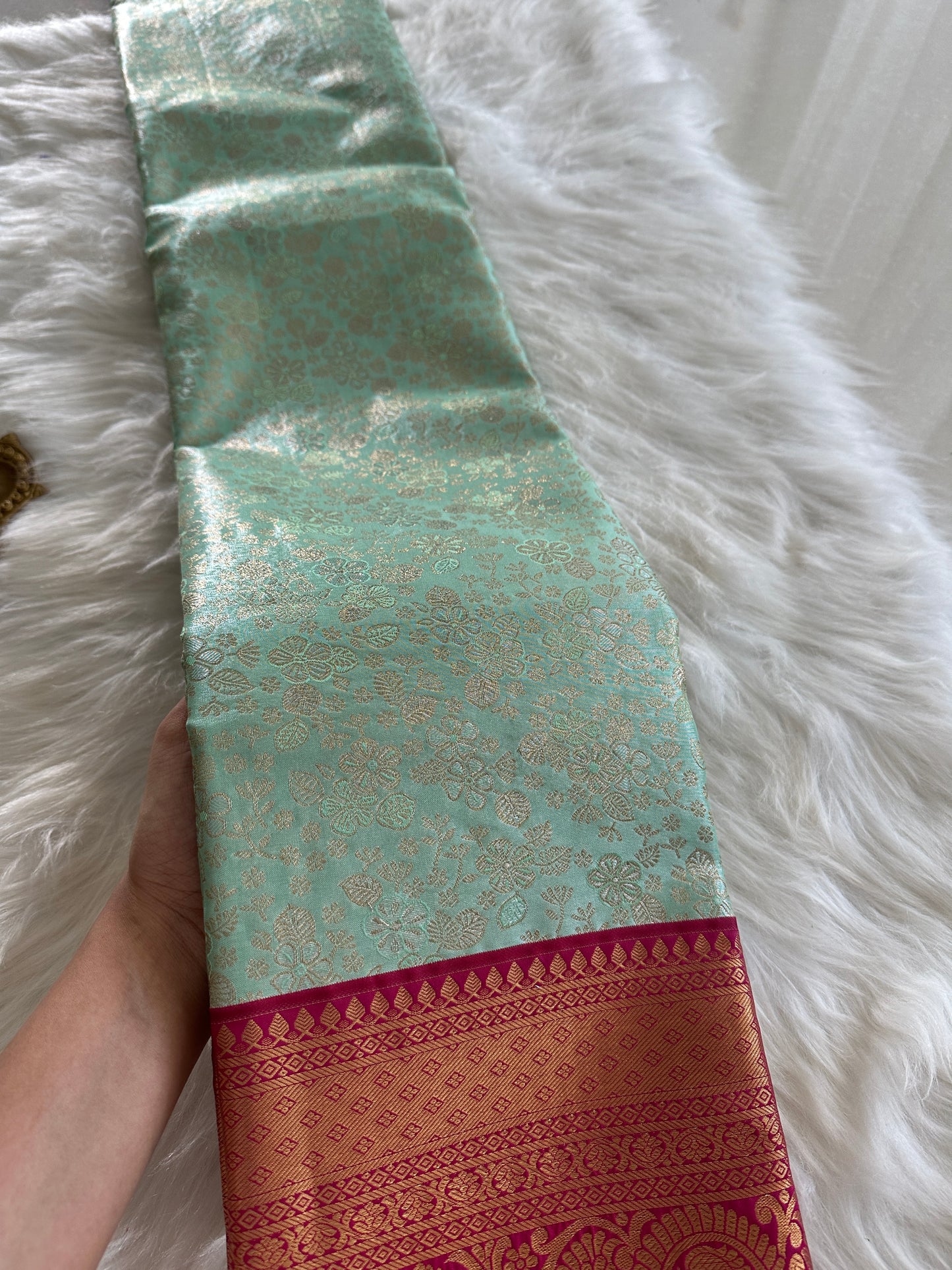 Pastel with Rani Pink Semi Kanchi Tissue Pattu
