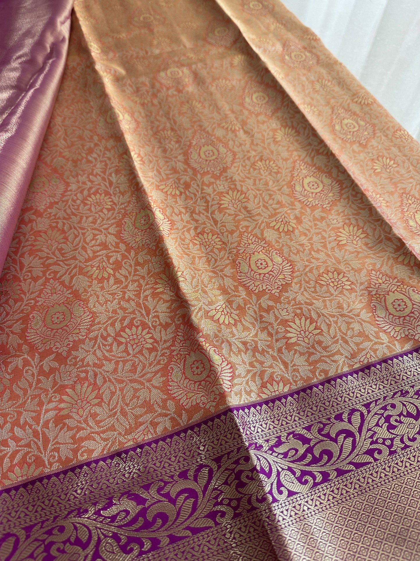 Burnt Orange Semi Kanchi Tissue Pattu