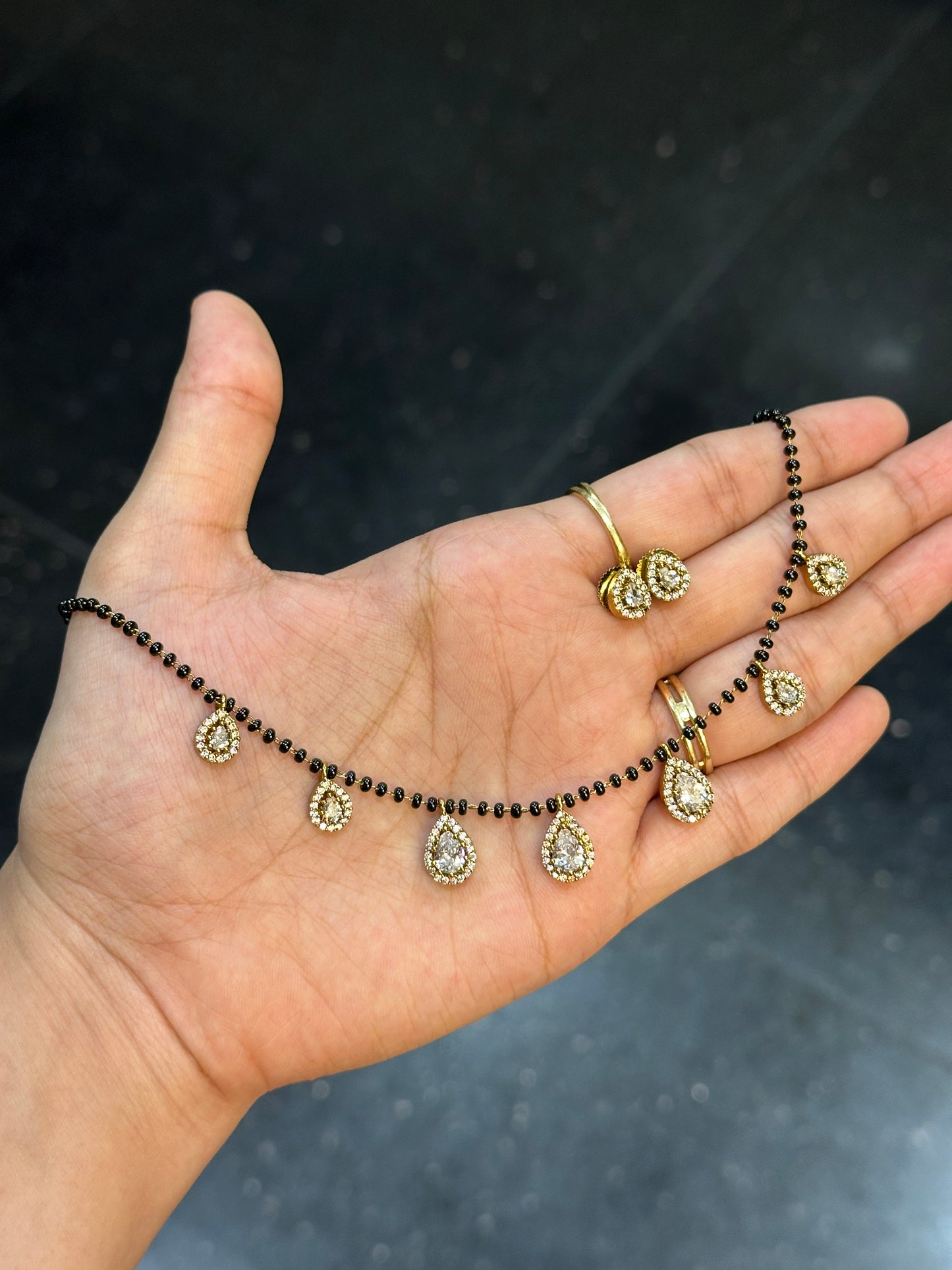 Diamond tear drop mangalsutra