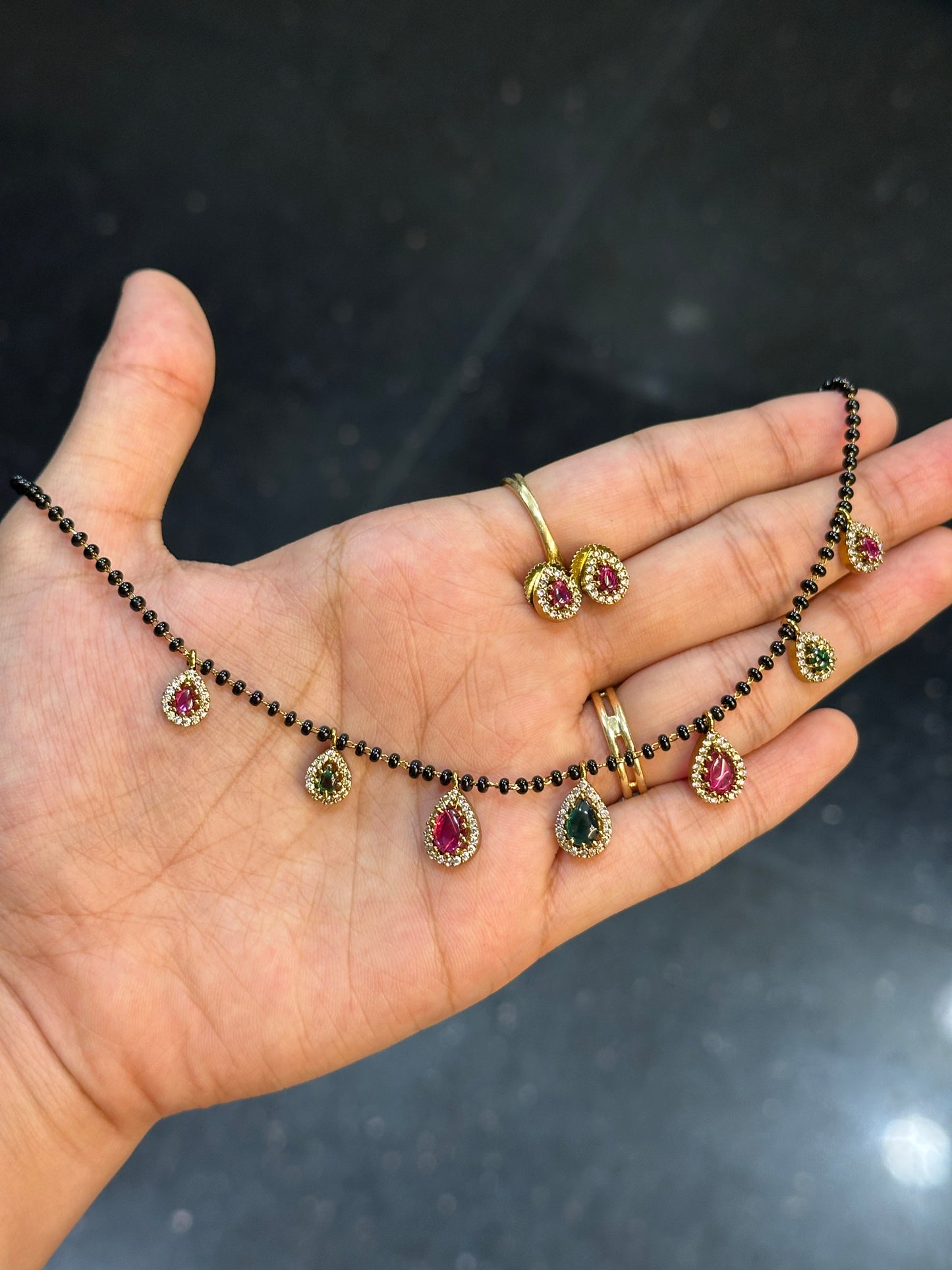 Diamond tear drop mangalsutra