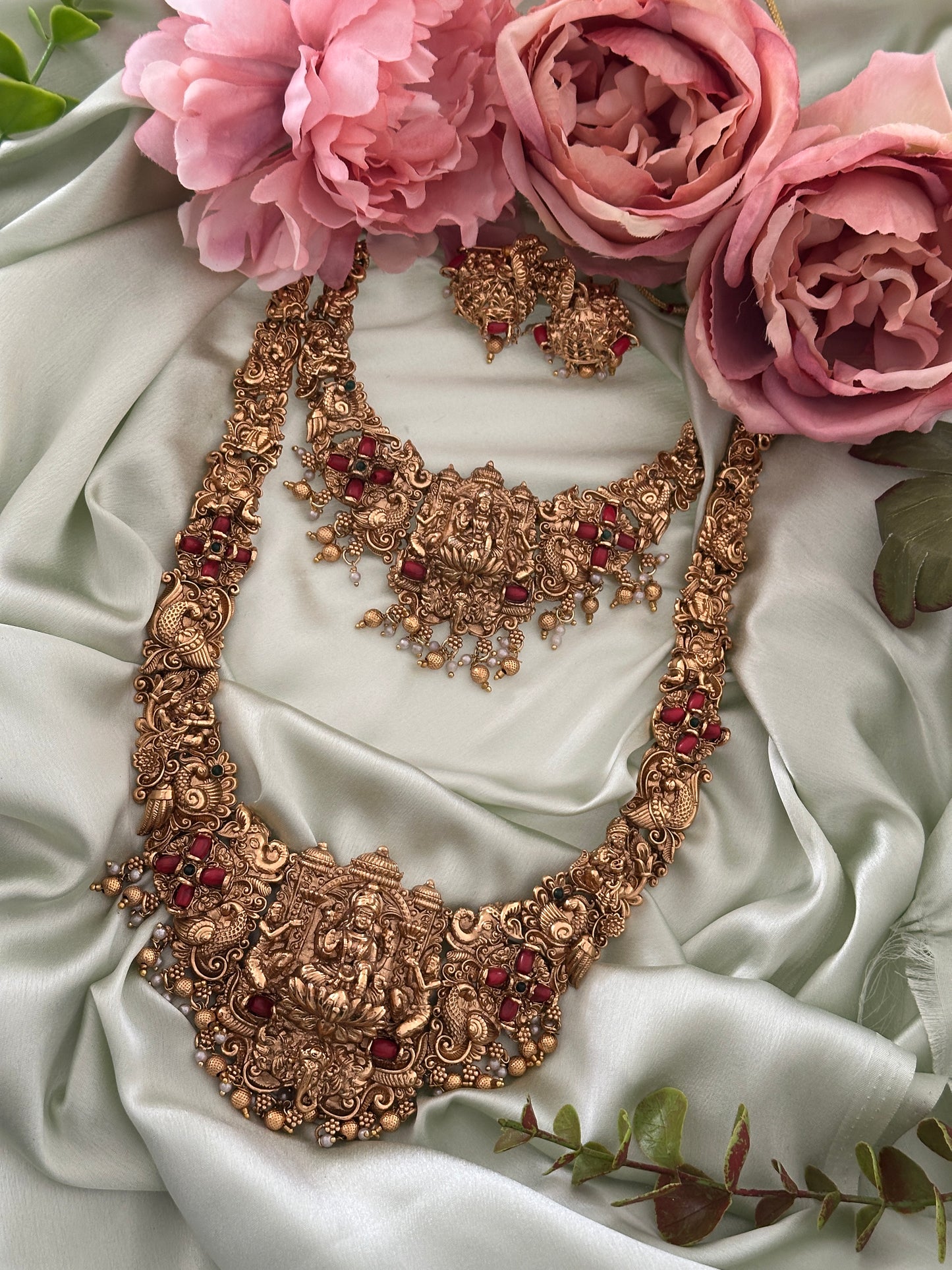 Devi Gold Replica Bridal Combo with coral beads