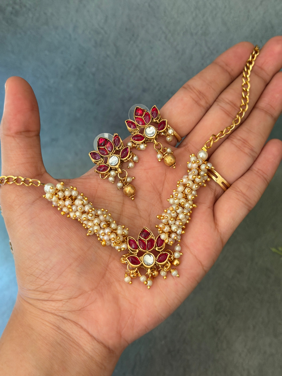 Lotus Cluster Pearl Choker