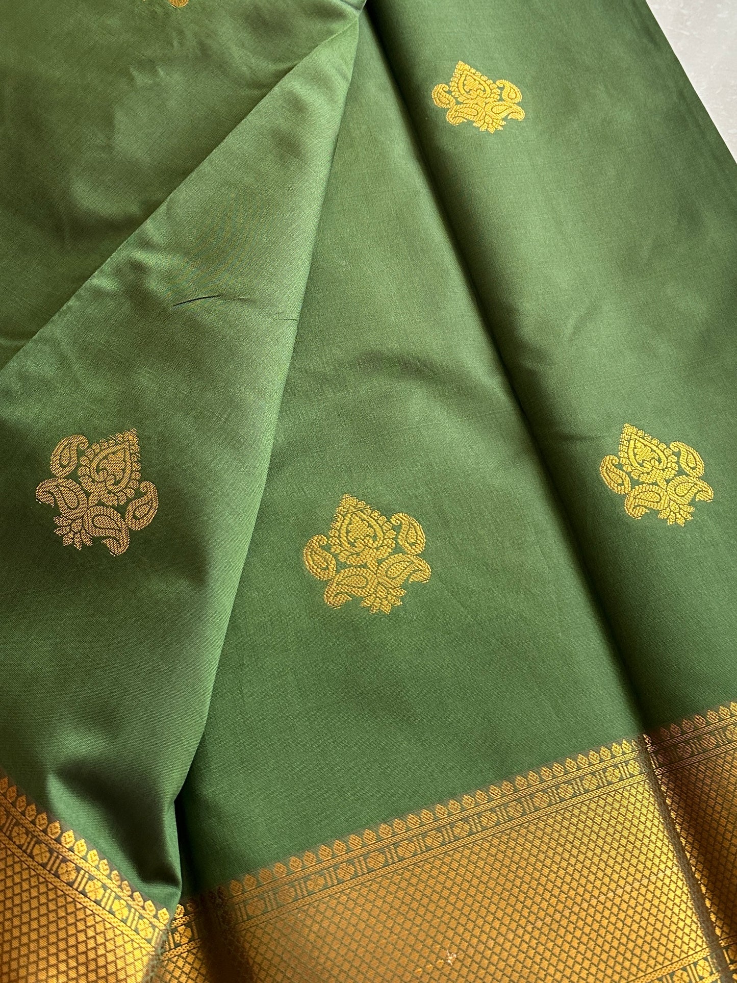Olive Green Soft Silk Saree