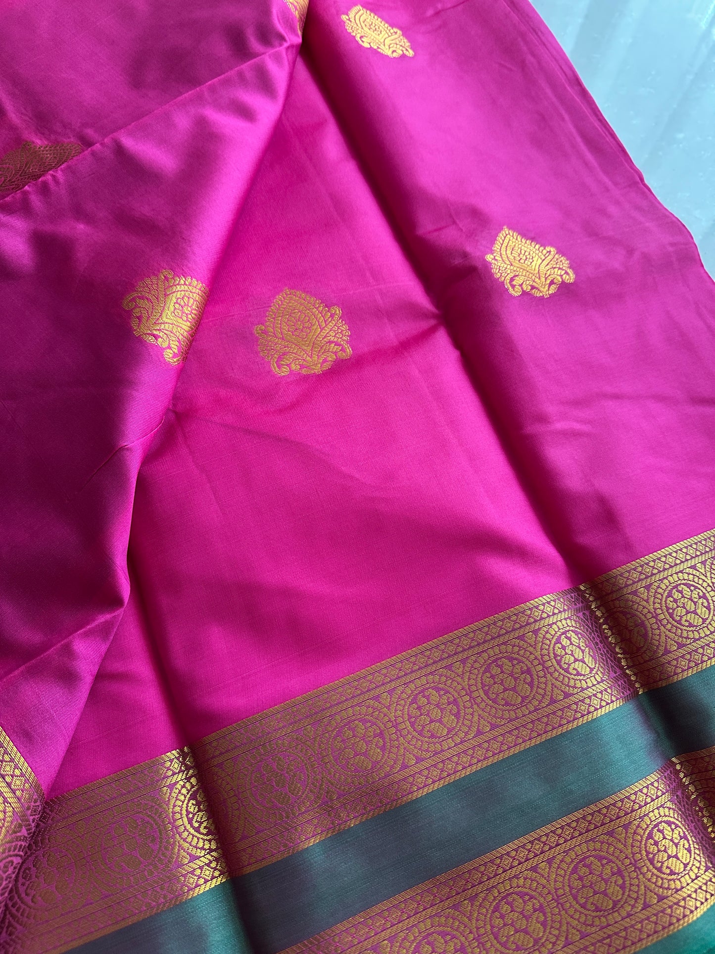 Deep pink Soft Silk saree