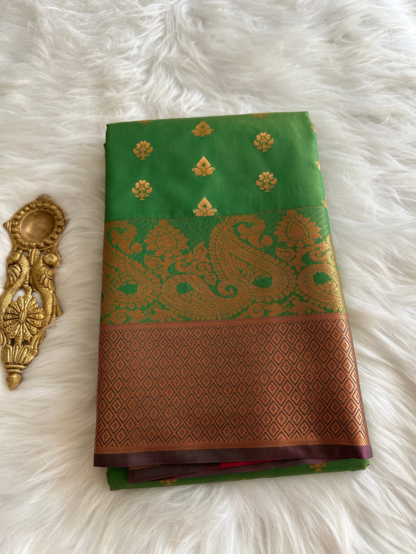 Avocado Green Soft silk saree