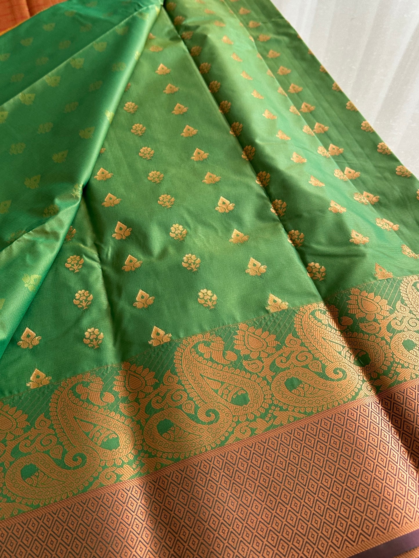 Avocado Green Soft silk saree