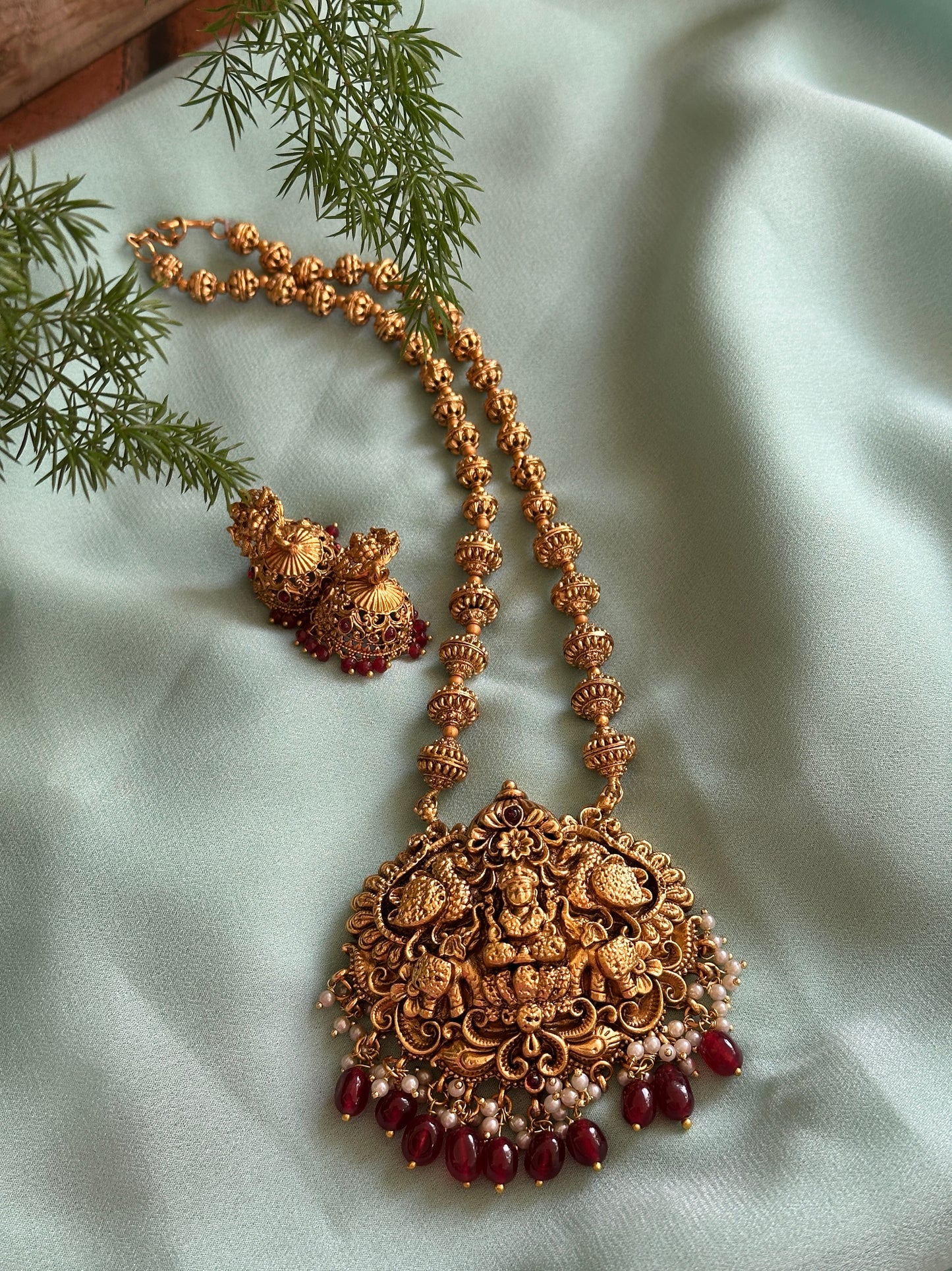Parvathi Antique Pendant Ball Haaram set