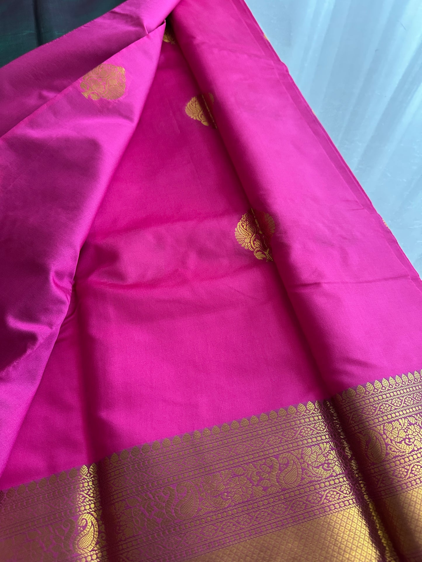 Bright pink soft silk saree