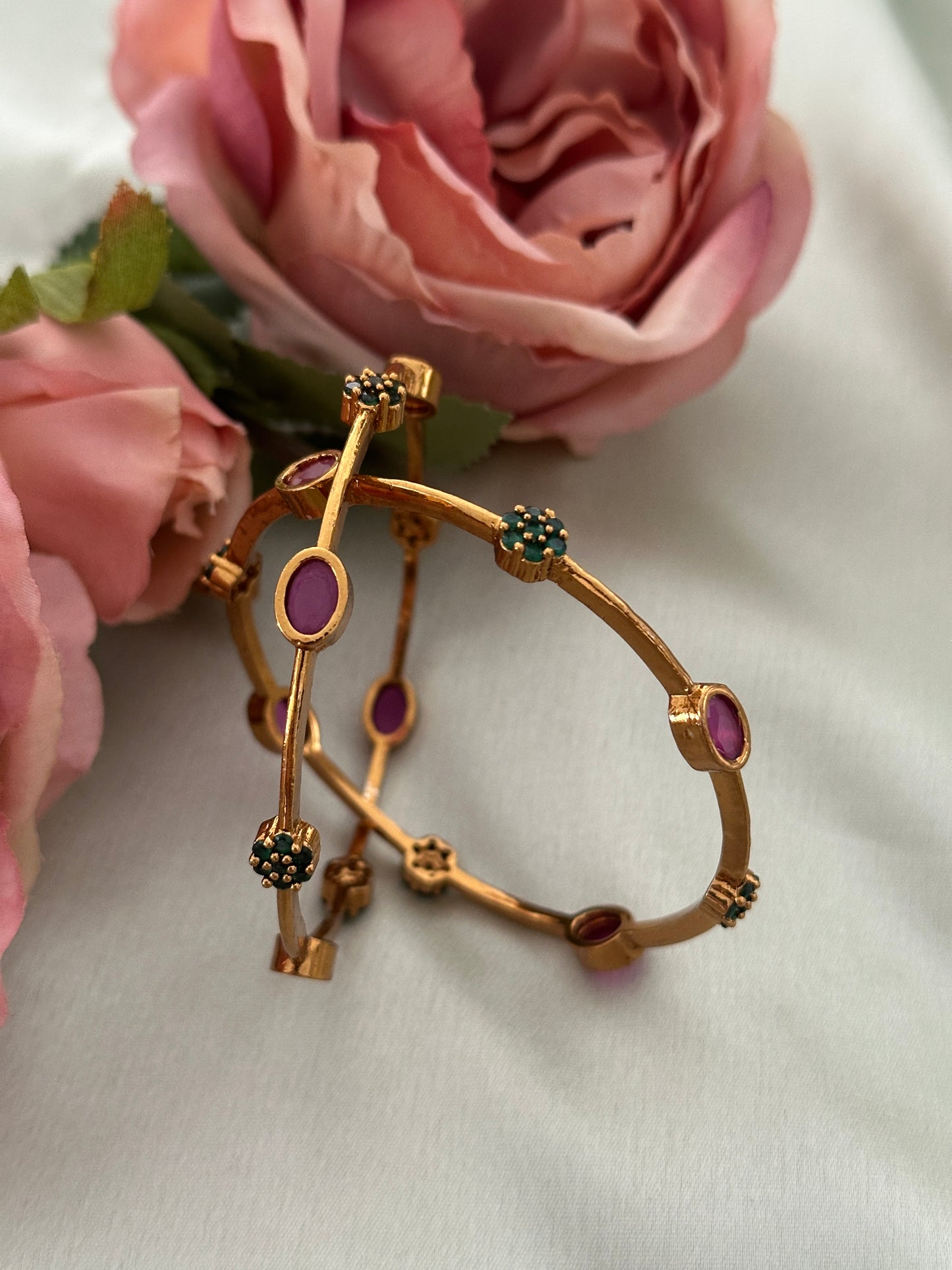 Oval x Floral Bangles (Set of 2)