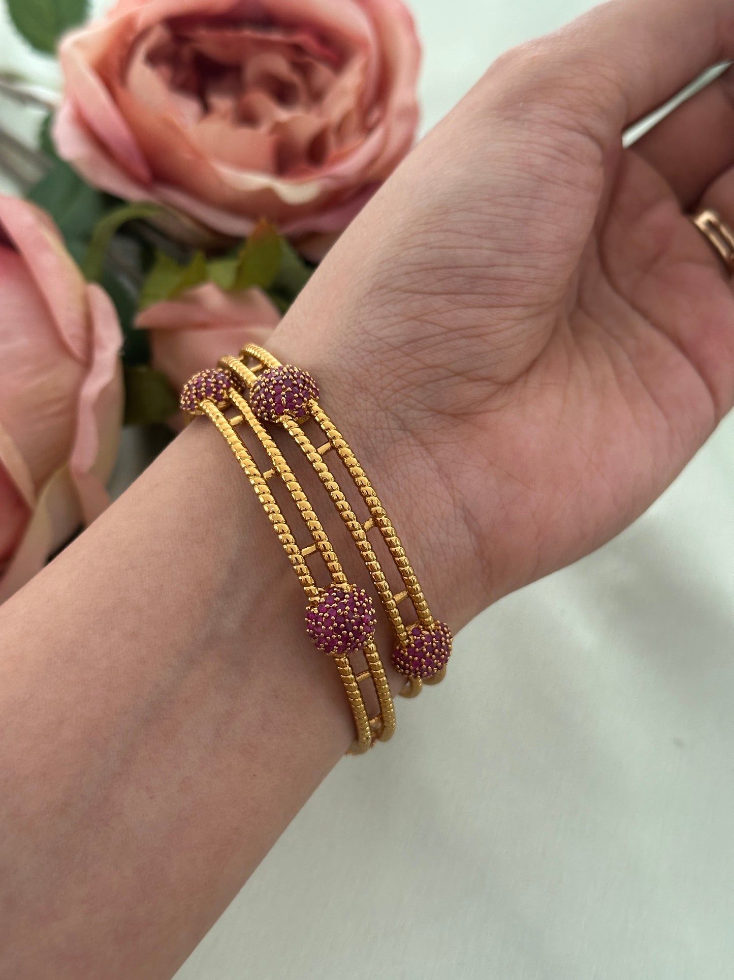 Ruby Ball Bangles