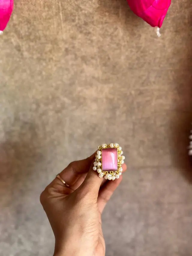 Lotus Pink Pearl Ring