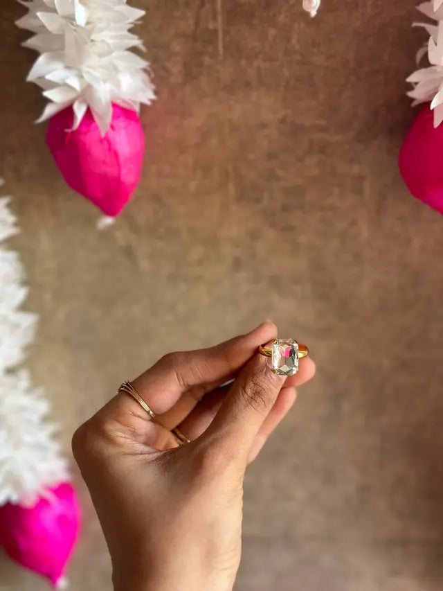 White Stone Adjustable Ring
