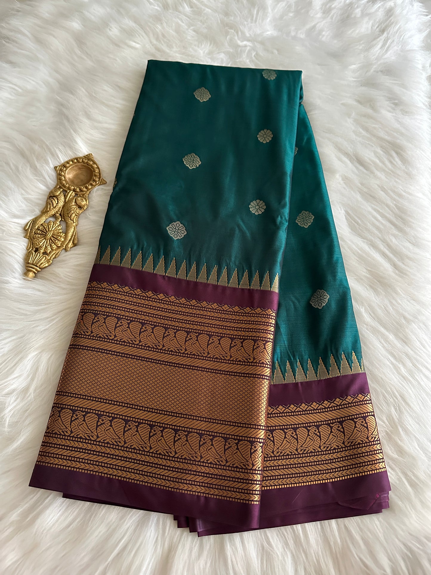 Ocean Blue Semi Kanchivaram Pattu