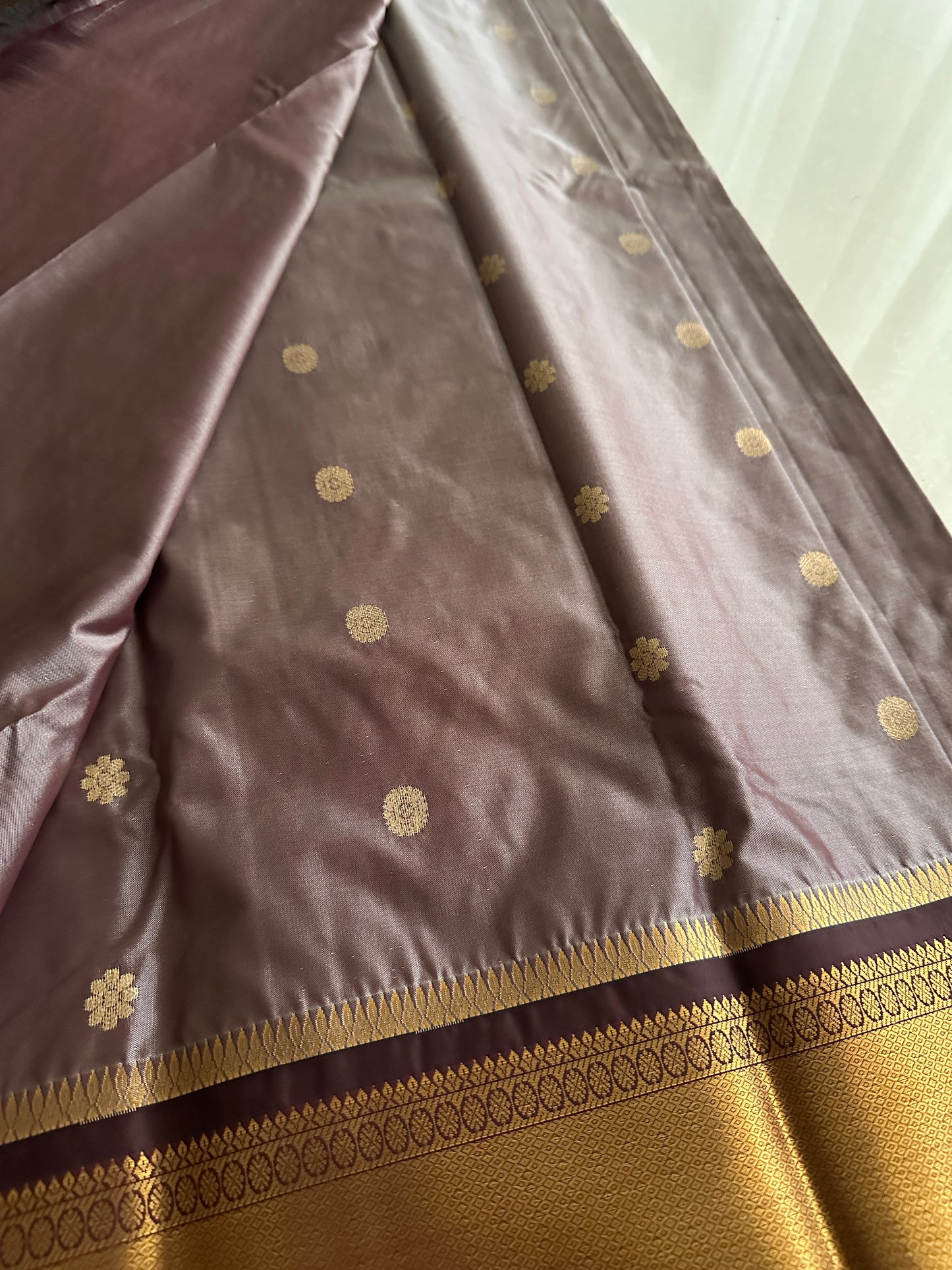 Ashy Brown Semi Kanchivaram Pattu