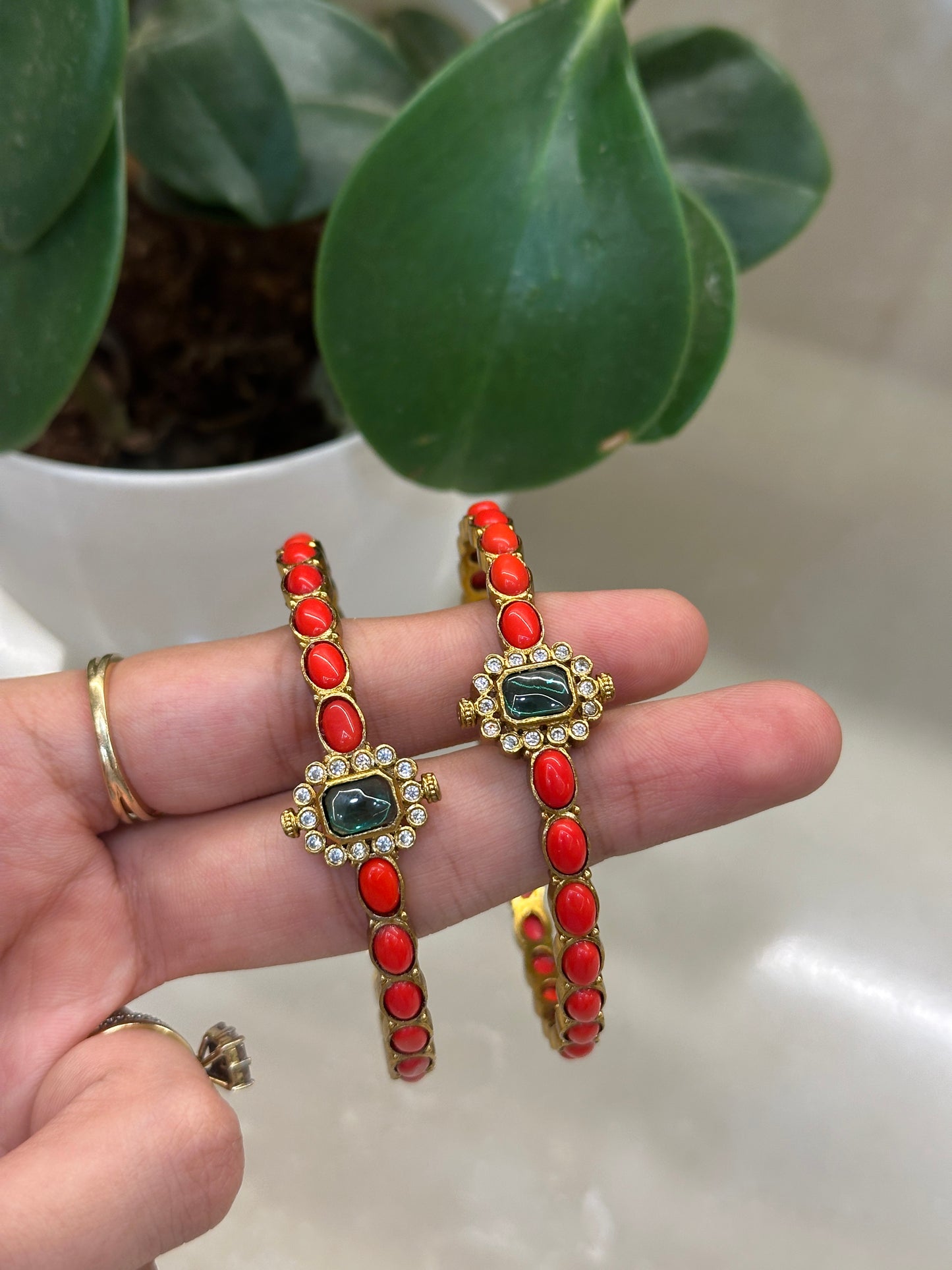 Emerald Stone coral Bangles
