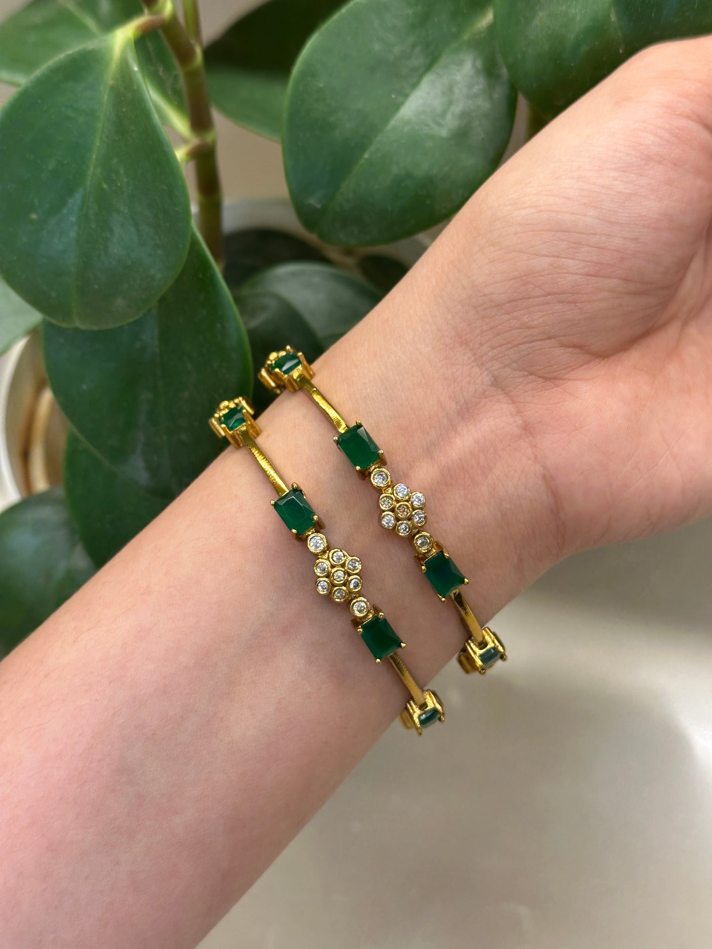 Emerald Flora Bangles