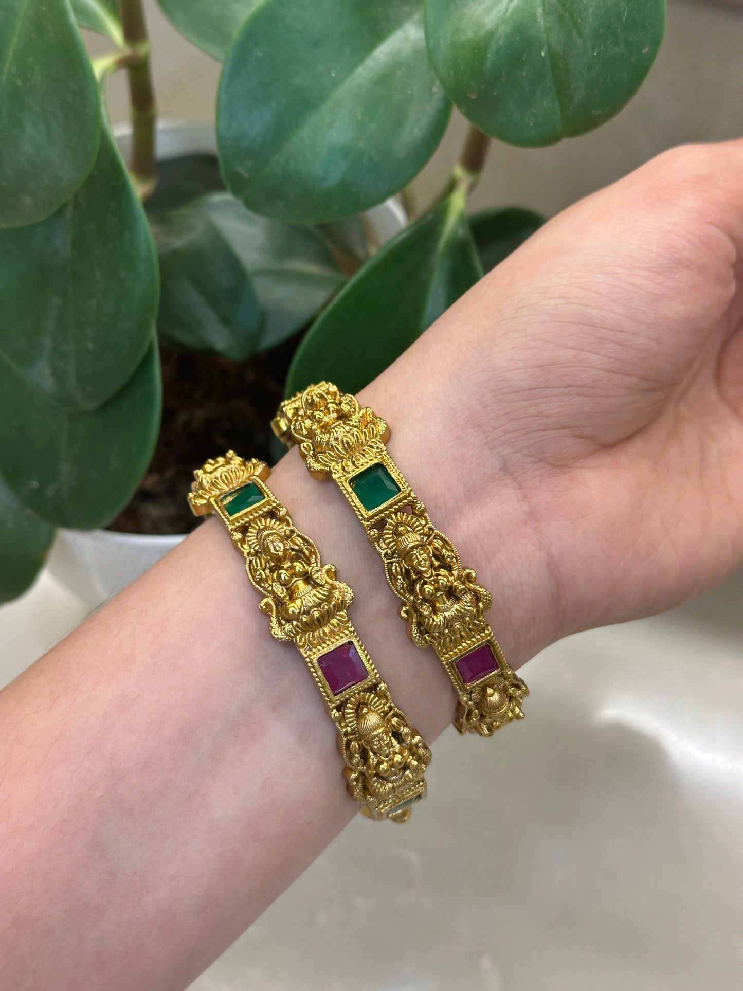 Ruby x Emerald Lakshmi Bangles