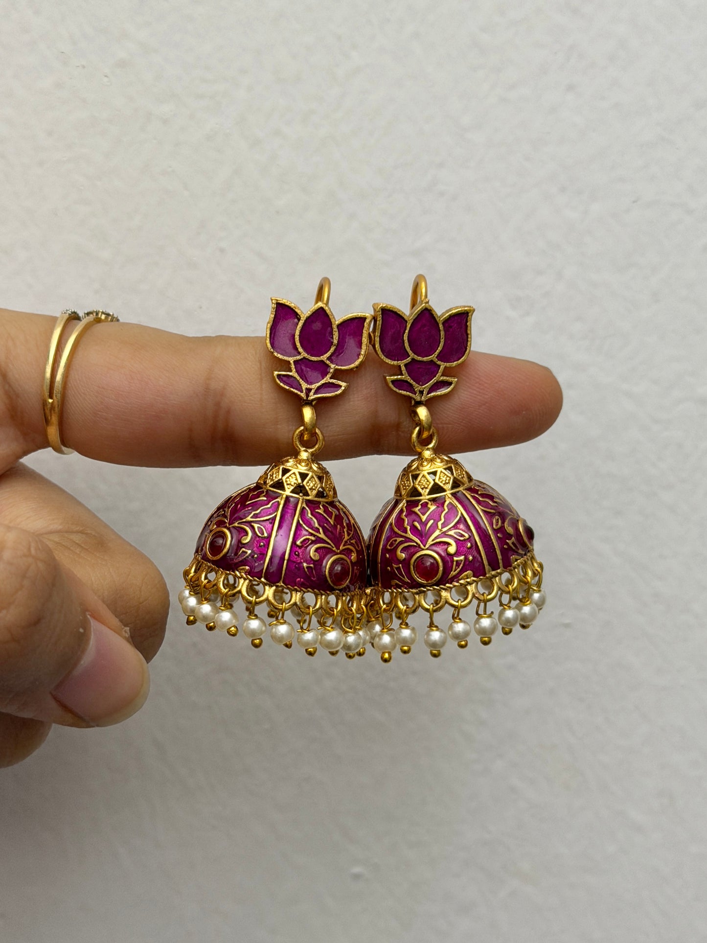 Lotus x Meenakari Hook Jhumkas